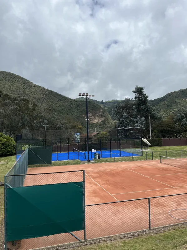 Césped sintético y líneas de juego de la cancha de pádel de Conjunto Casa de Campo en La Calera (3 de 3)